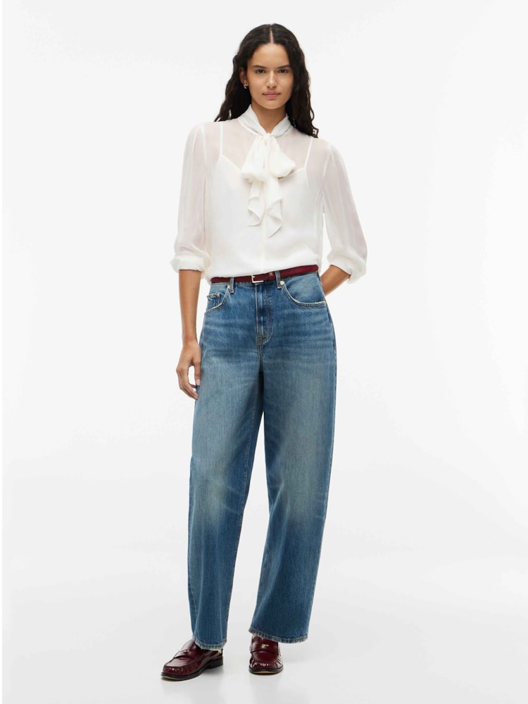 Blusa com Laço em Georgette Crinkle
