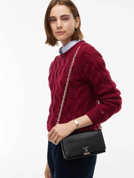 Bolsa Transversal com Alça de Corrente Monograma Th