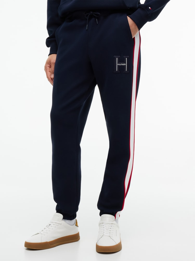 Calça de Moletom Piquê com Punho e Listra de Logo