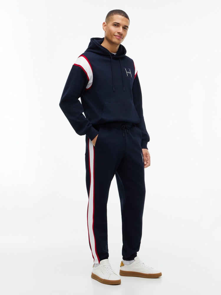 Calça de Moletom Piquê com Punho e Listra de Logo