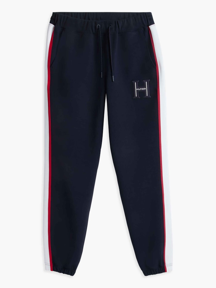 Calça de Moletom Piquê com Punho e Listra de Logo