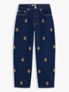 Calça Jeans Barrel com Cintura Média e Bordado