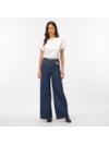 Calça Jeans de Cintura Alta e Perna Larga