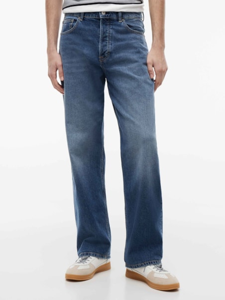 Calça Jeans Jaimie Loose Reta com Efeito Whiskers