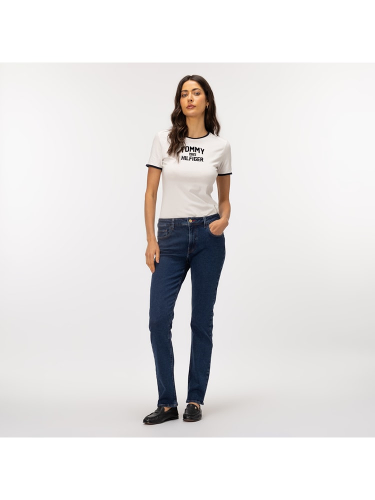 Calça Jeans Slim de Cintura Média