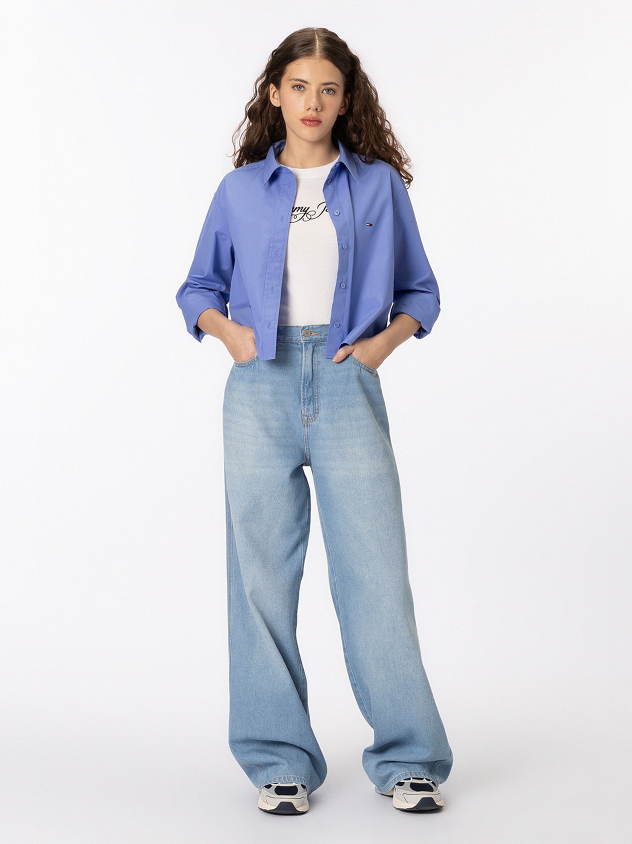 Camisa Cropped em Popeline Relaxed