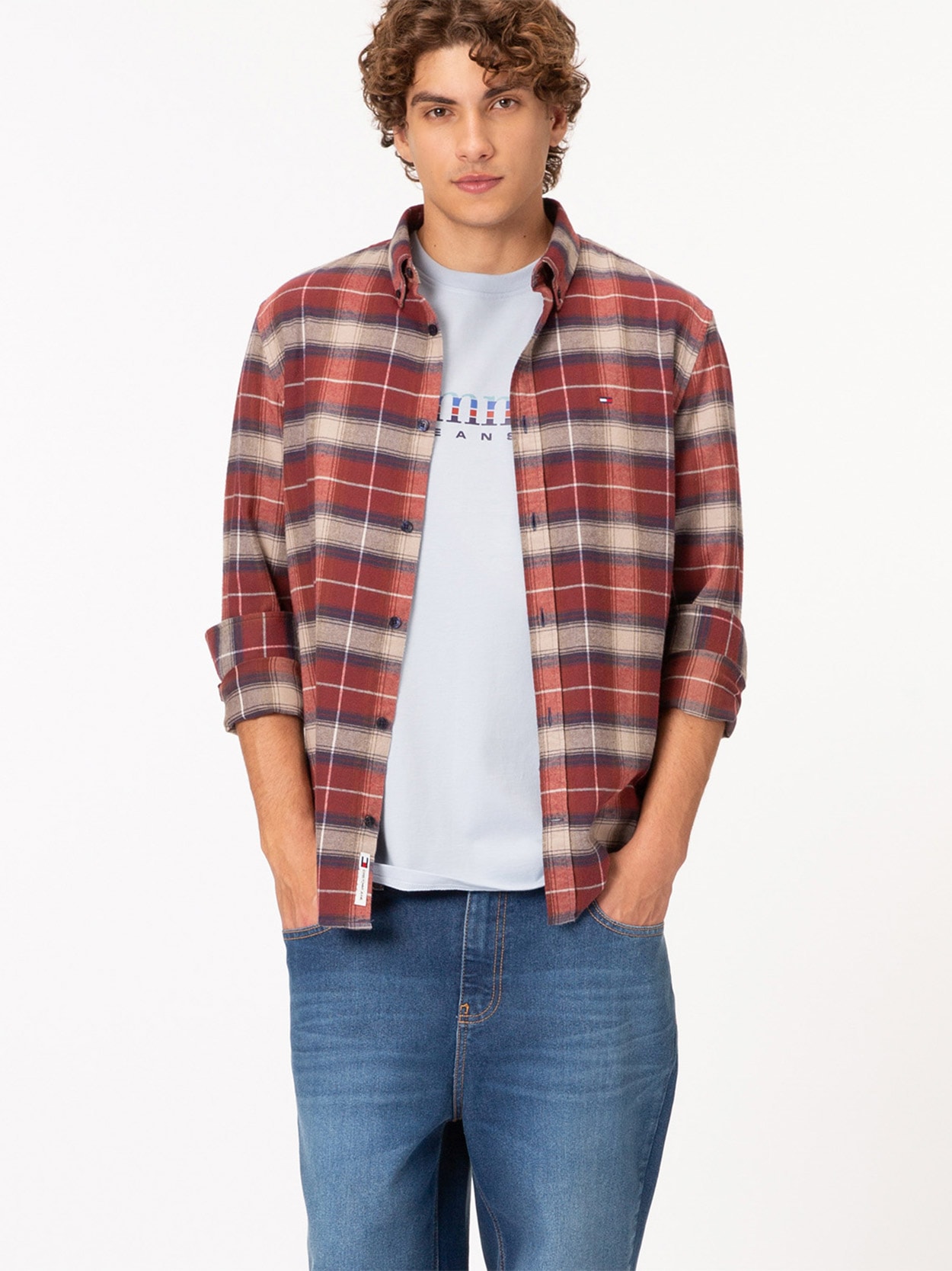 Camisa de flanela xadrez de corte regular