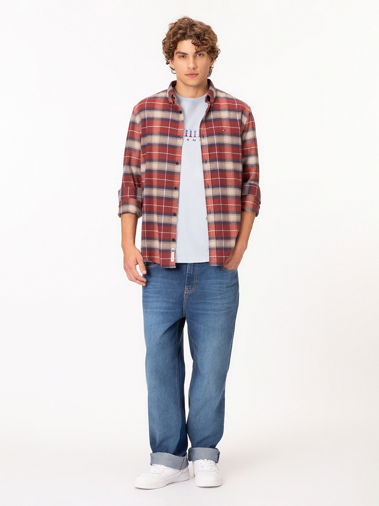 Camisa de flanela xadrez de corte regular