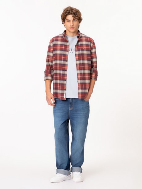 Camisa de flanela xadrez de corte regular