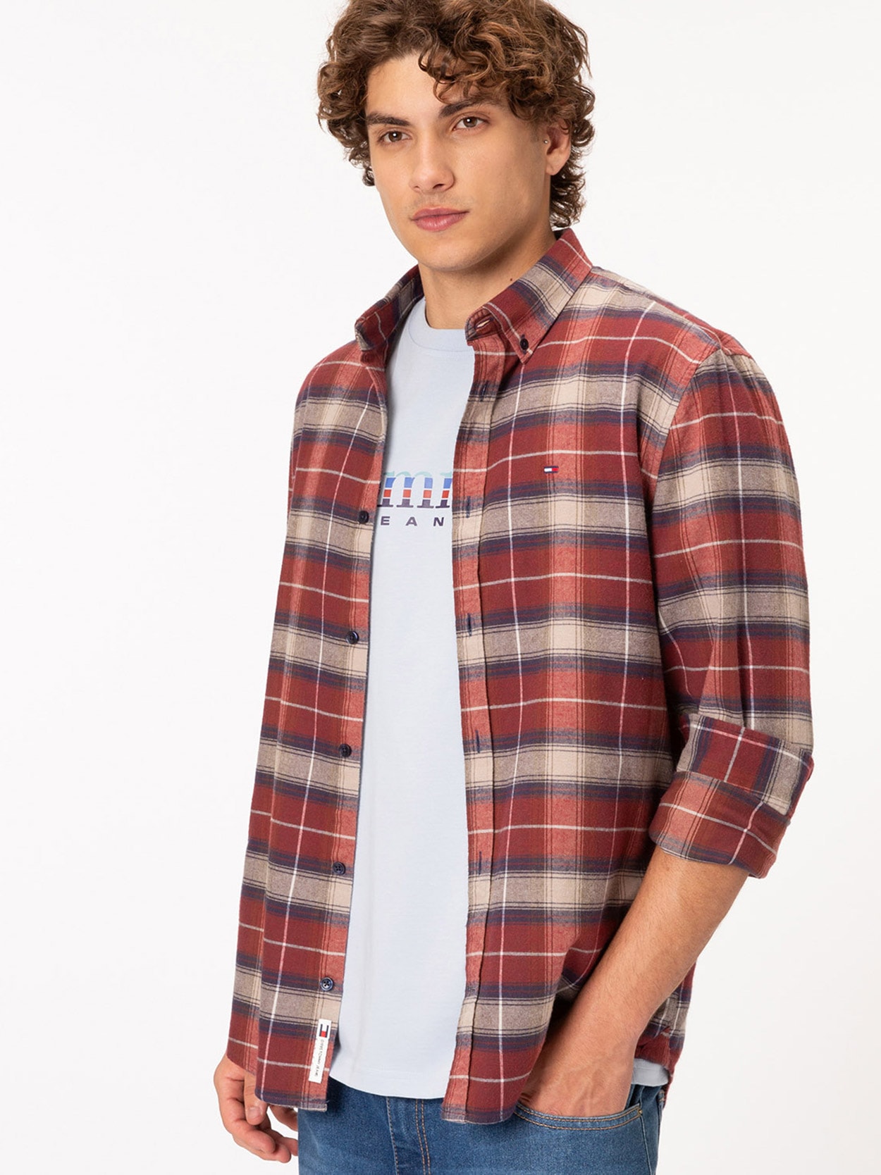 Camisa de flanela xadrez de corte regular