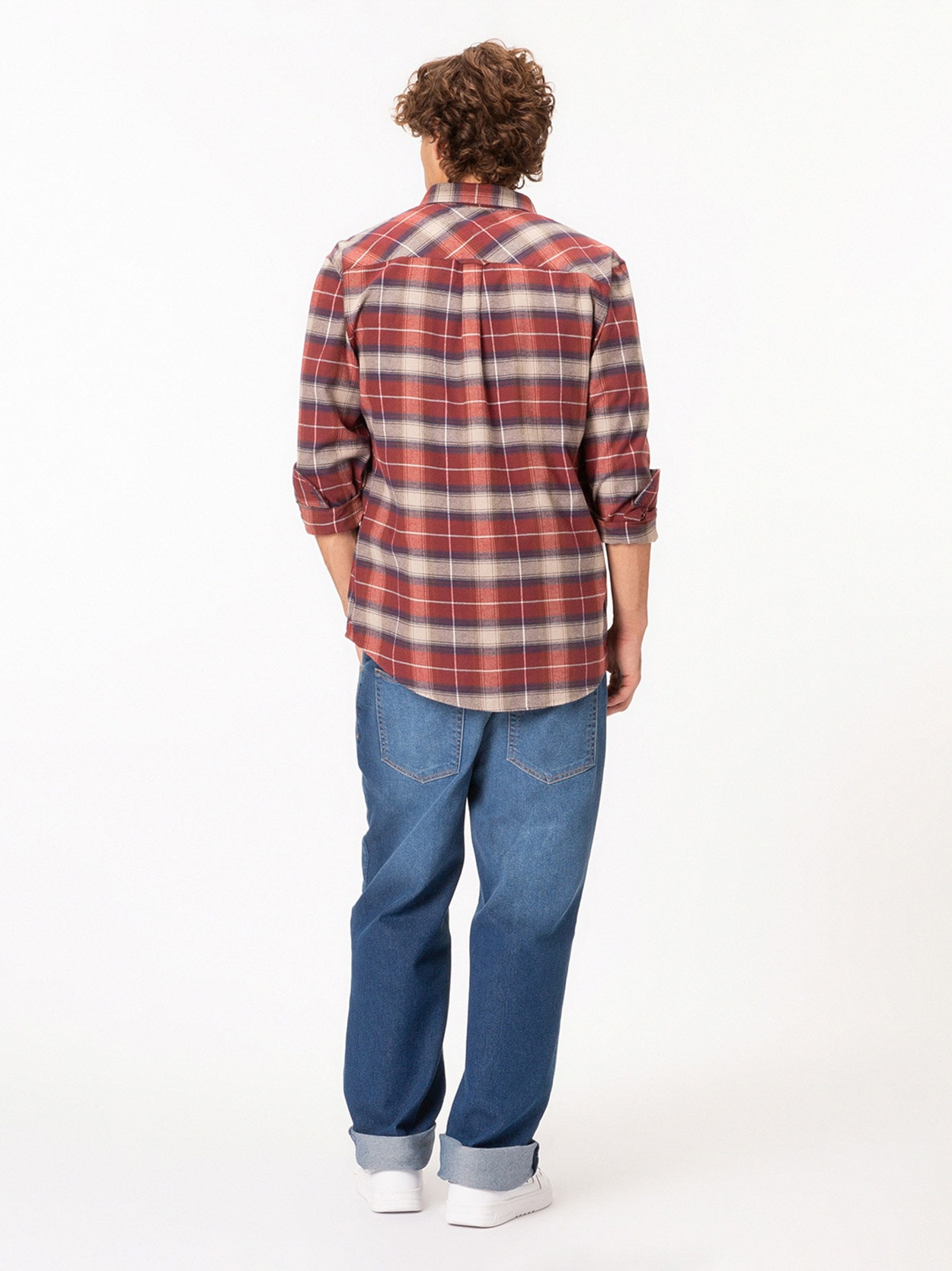 Camisa de flanela xadrez de corte regular