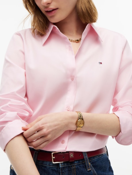 Camisa em Popeline Regular Fit com Bordado de Bandeira