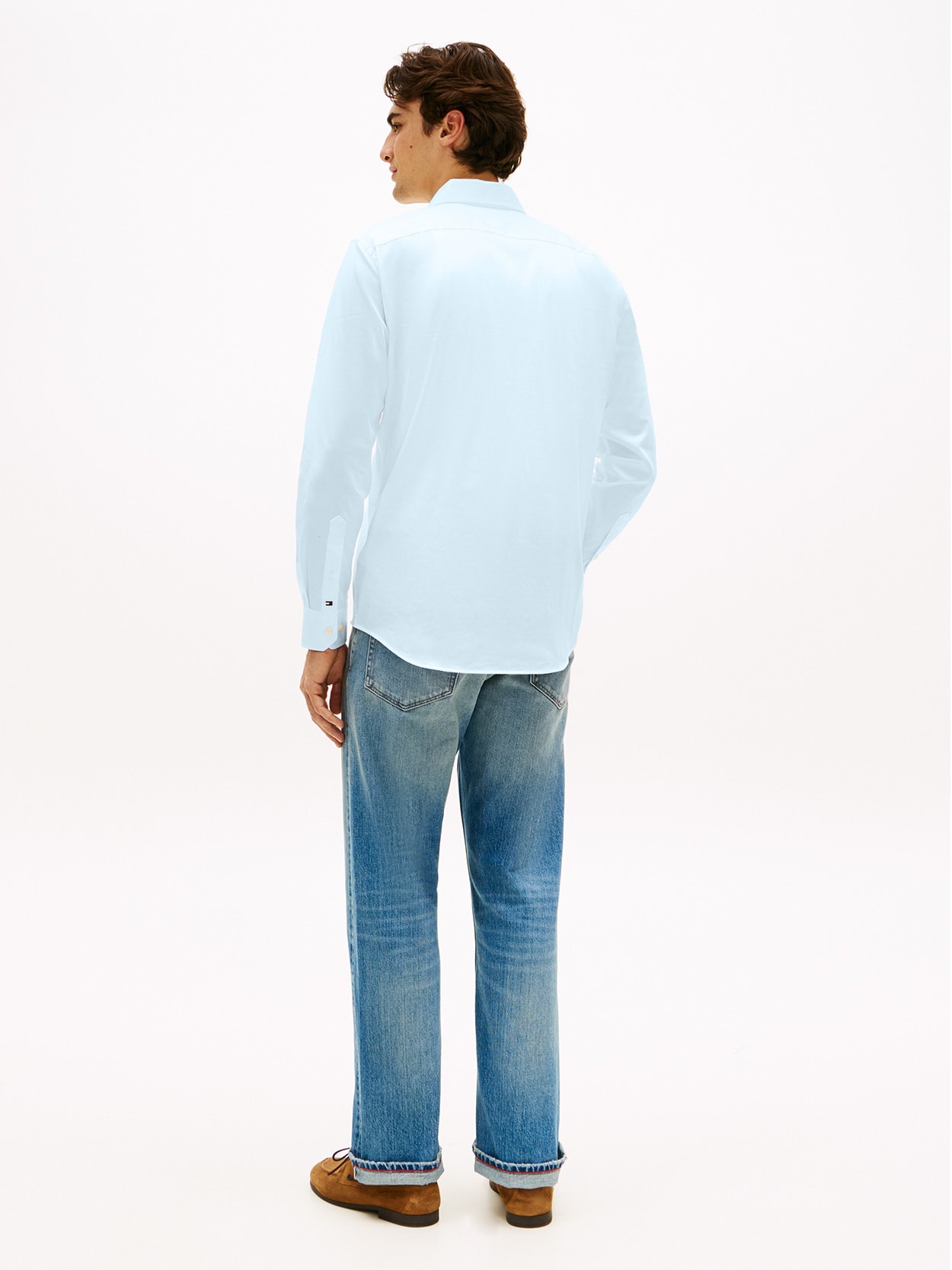 Camisa em Sarja com Colarinho Button Down Flex