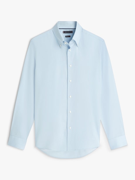Camisa em Sarja com Colarinho Button Down Flex