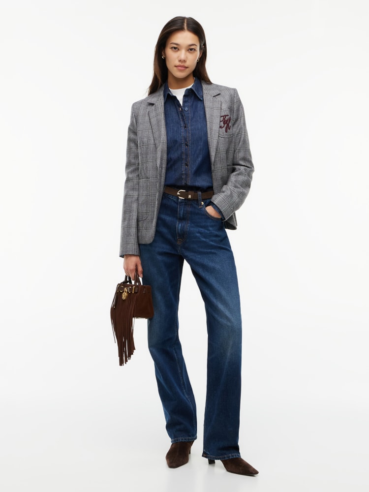 Camisa Jeans Relaxed Fit com Bordado de Logo