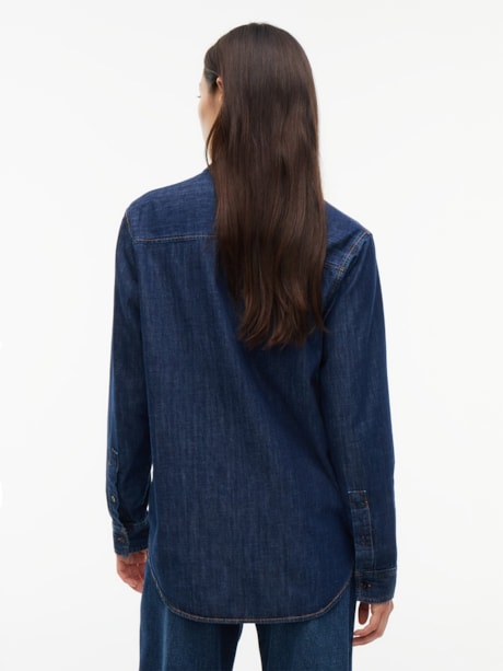Camisa Jeans Relaxed Fit com Bordado de Logo
