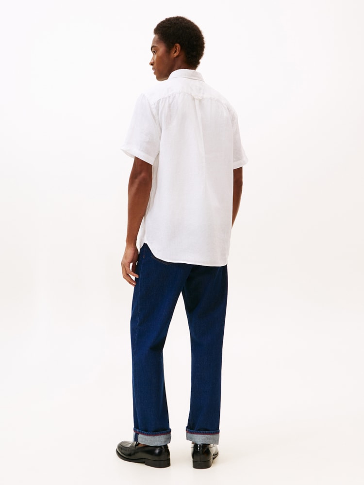 Camisa Manga Curta em Linho Washed Regular Fit