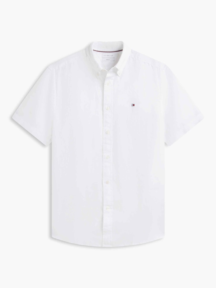 Camisa Manga Curta em Linho Washed Regular Fit