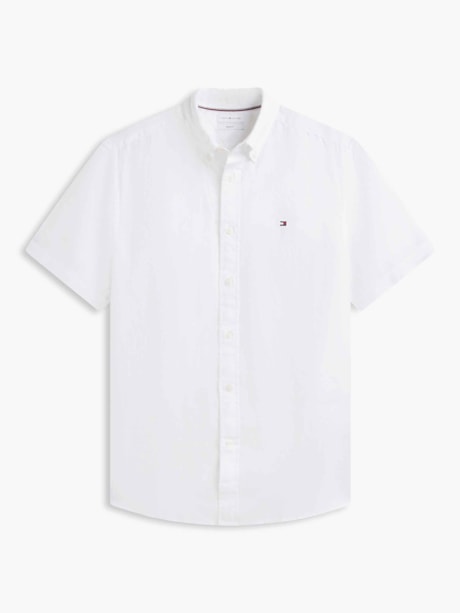 Camisa Manga Curta em Linho Washed Regular Fit