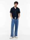 Camisa Manga Curta em Mix de Linho Regular Fit