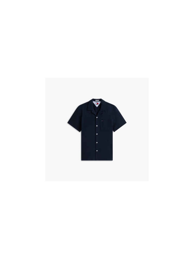 Camisa Manga Curta em Mix de Linho Regular Fit