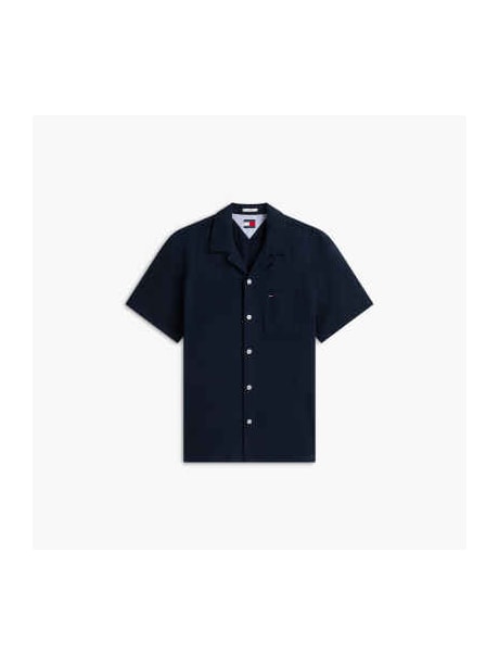 Camisa Manga Curta em Mix de Linho Regular Fit