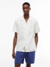 Camisa Manga Curta em Mix de Linho Regular Fit