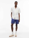 Camisa Manga Curta em Mix de Linho Regular Fit