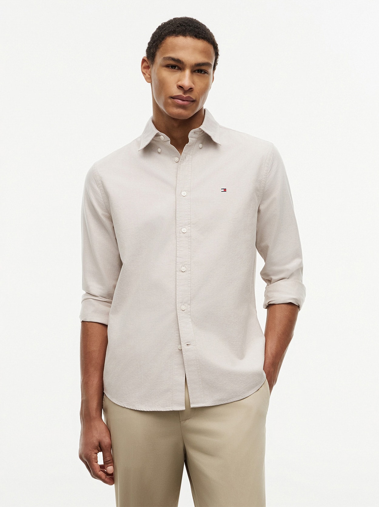 Camisa Oxford com Bordado de Bandeira de Corte Regular
