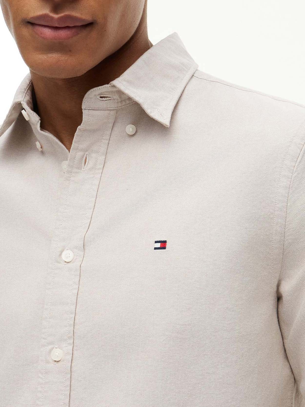 Camisa Oxford com Bordado de Bandeira de Corte Regular