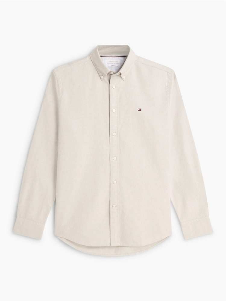 Camisa Oxford com Bordado de Bandeira de Corte Regular