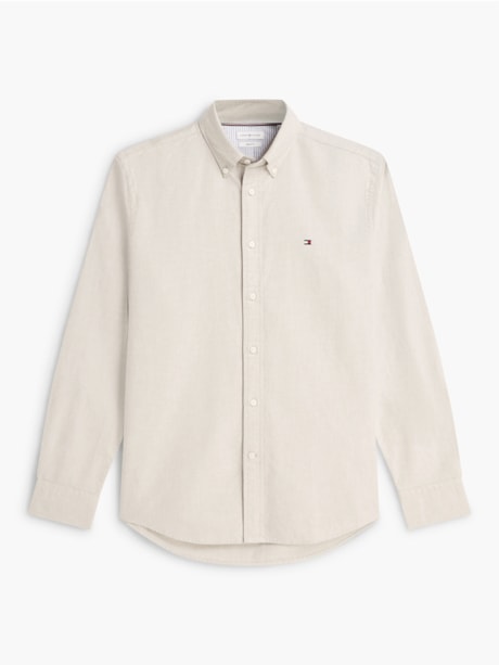 Camisa Oxford com Bordado de Bandeira de Corte Regular
