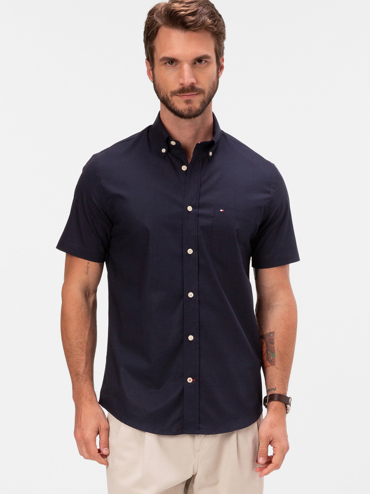 Camisa Oxford Manga Curta