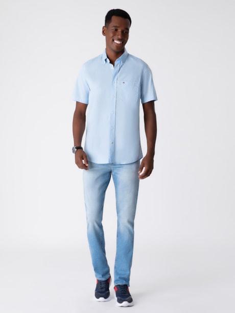 Camisa Oxford Manga Curta
