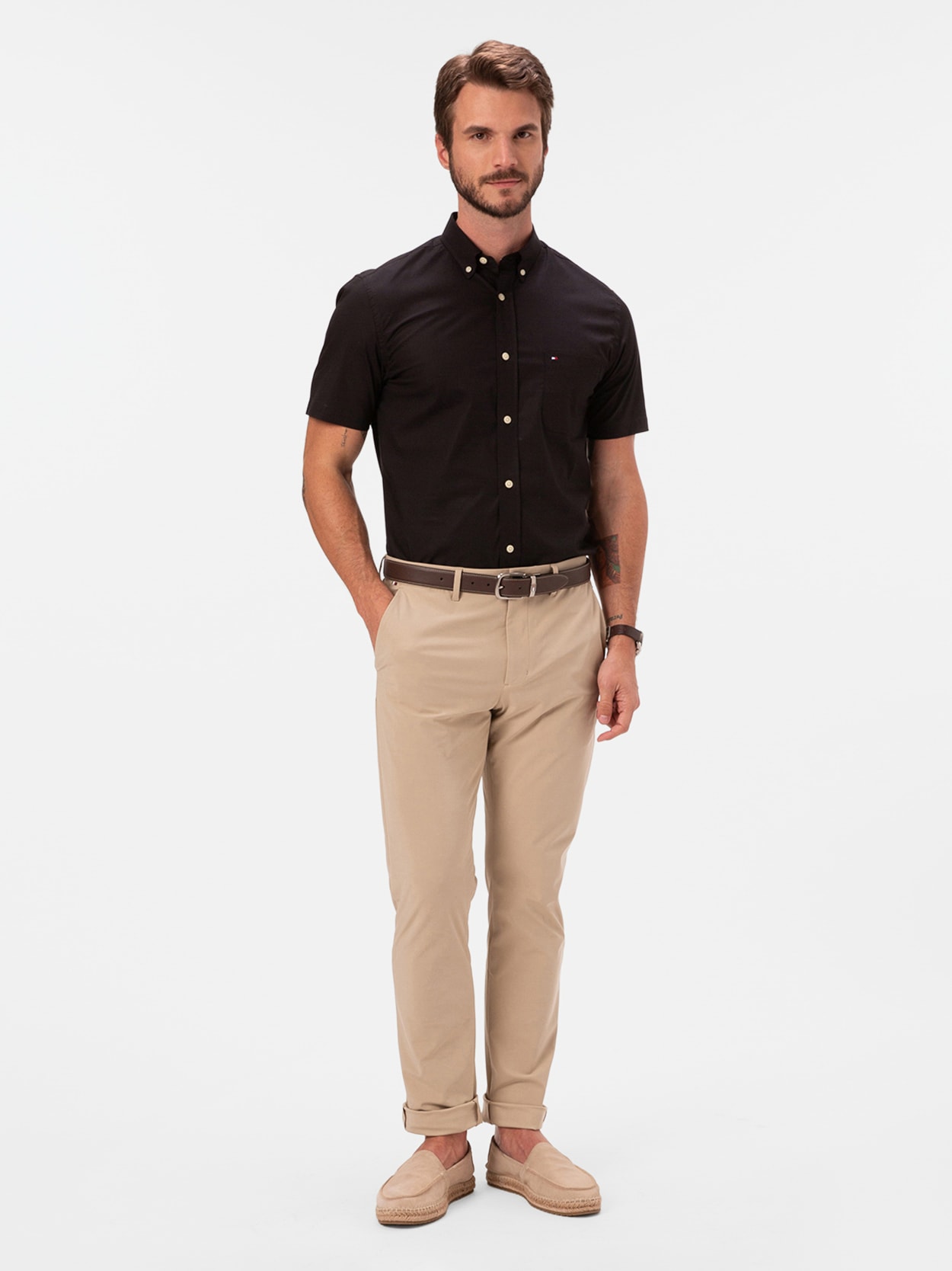 Camisa Oxford Manga Curta