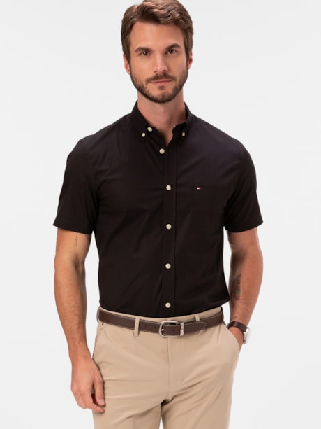 Camisa Oxford Manga Curta