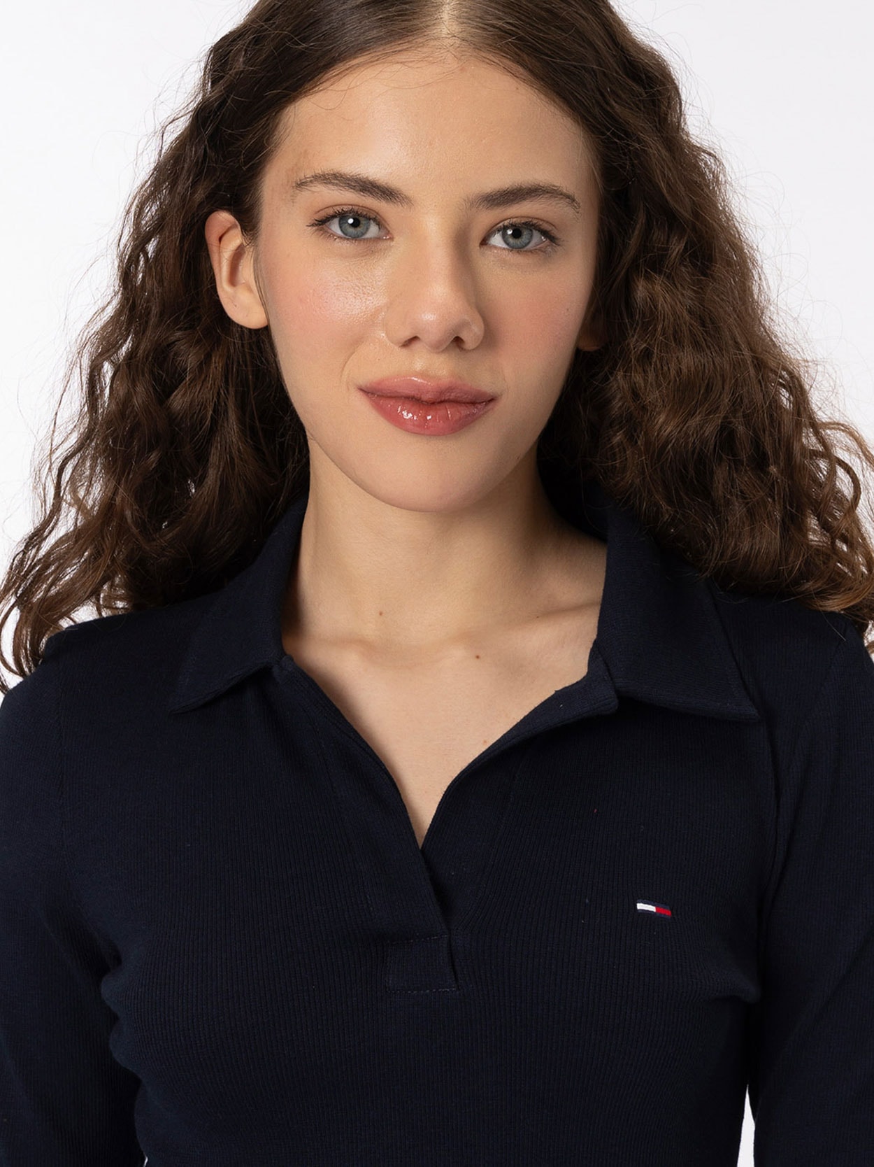 Camisa Polo Manga Comprida Canelada Corte Justo