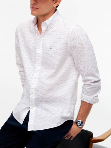 Camisa Regular Flex Popeline Mini Print