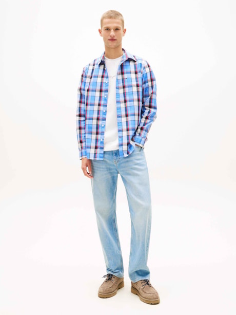 Camisa Regular Xadrez Popeline
