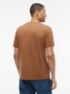 Camiseta de Gola C com Bordado de Bandeira