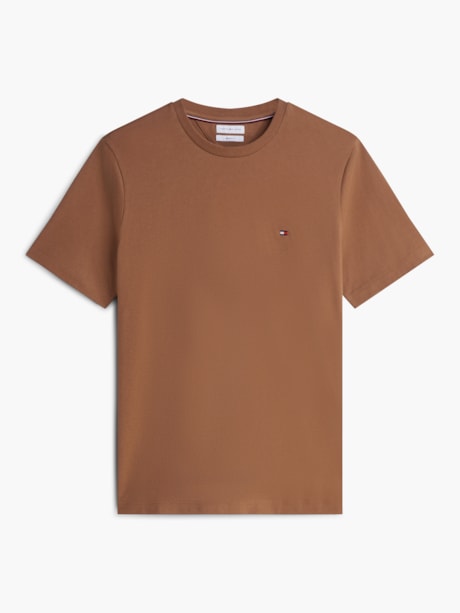 Camiseta de Gola C com Bordado de Bandeira