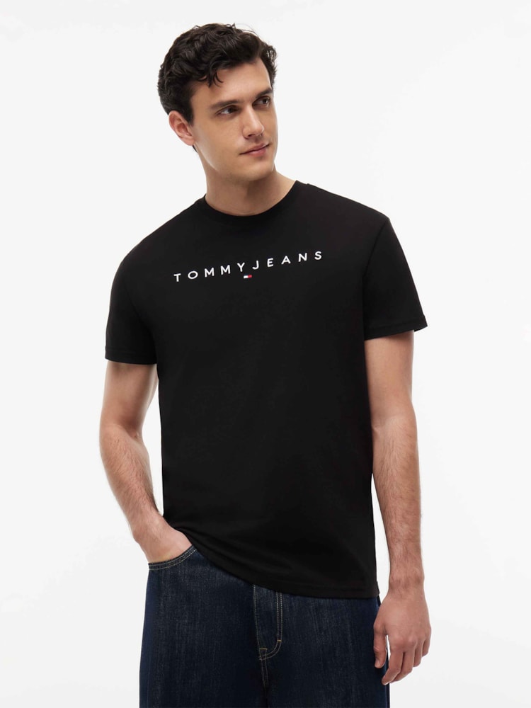 Camiseta de Gola Redonda com Bordado do Logo da Linear