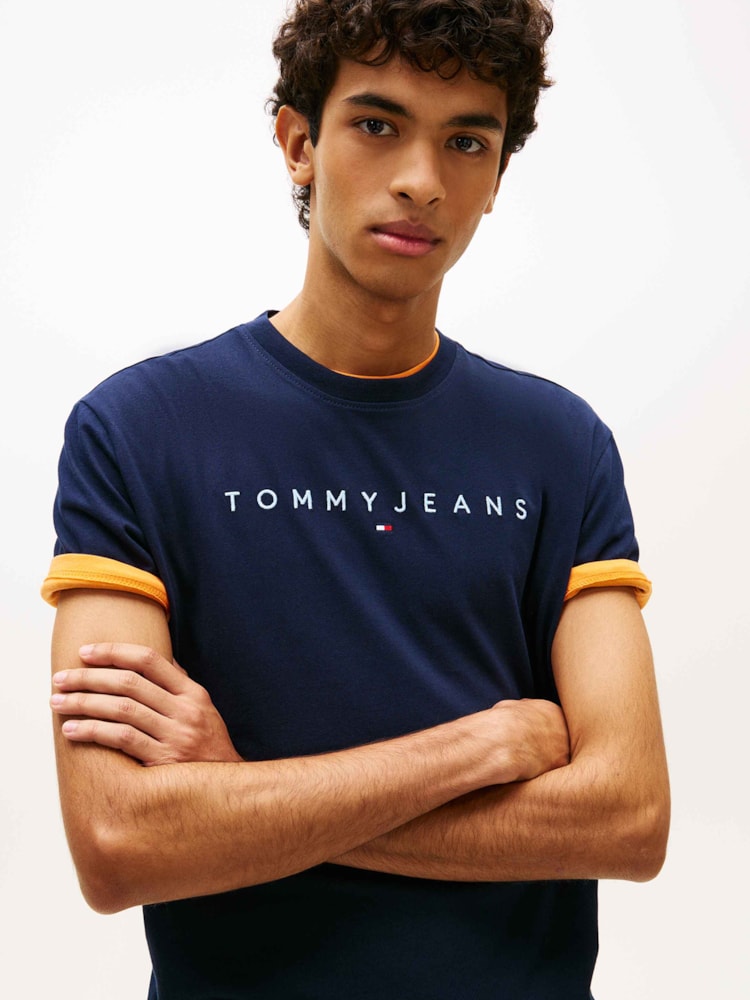 Camiseta de Gola Redonda com Bordado do Logo da Linear