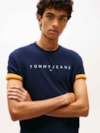 Camiseta de Gola Redonda com Bordado do Logo da Linear