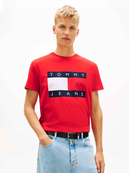 Camiseta de Gola Redonda com Emblema da Bandeira