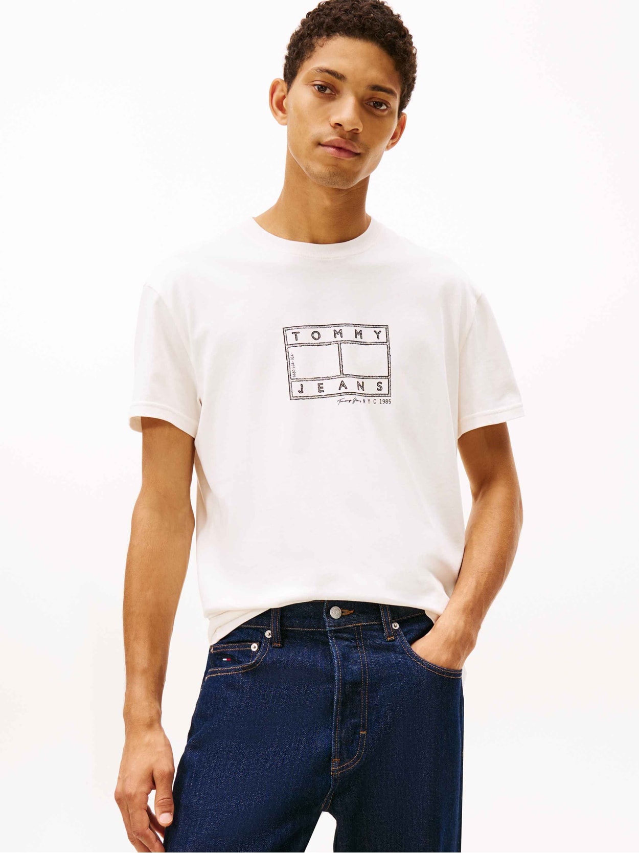 Camiseta de gola redonda com estampa de logo