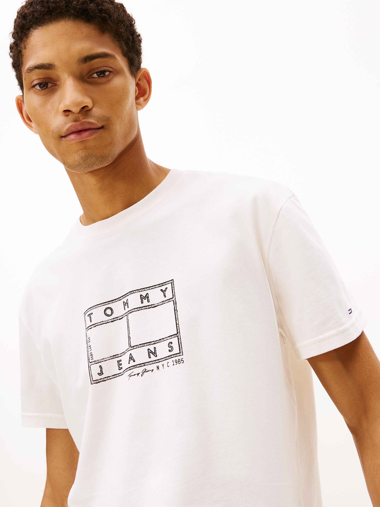 Camiseta de gola redonda com estampa de logo