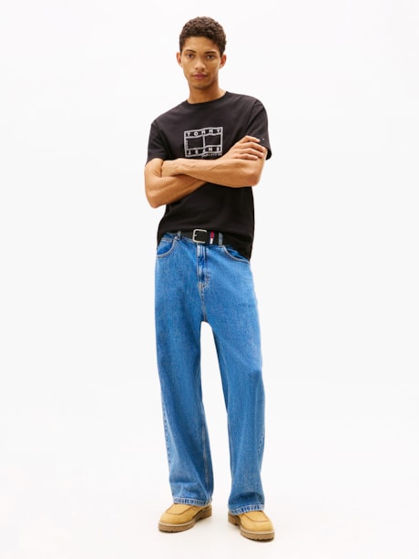 Camiseta de gola redonda com estampa de logo