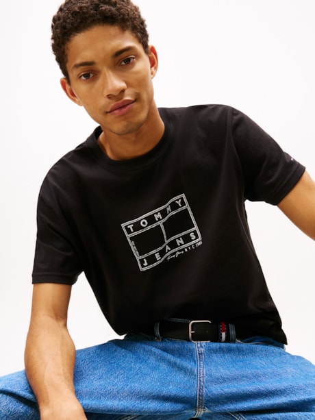 Camiseta de gola redonda com estampa de logo