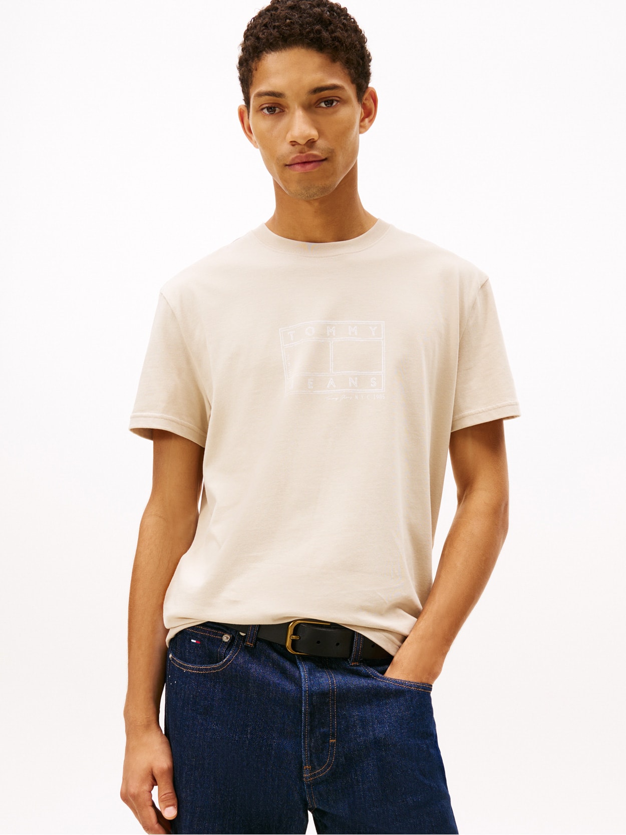Camiseta de gola redonda com estampa de logo